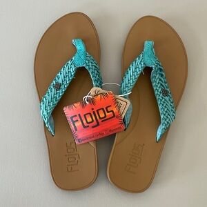 Flojos NWT Brown and Teal Flip Flops